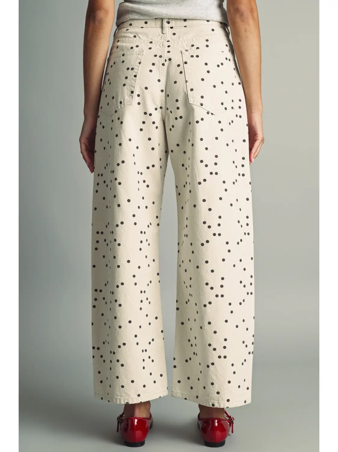 Polka Dot Patterned Barrel Pants