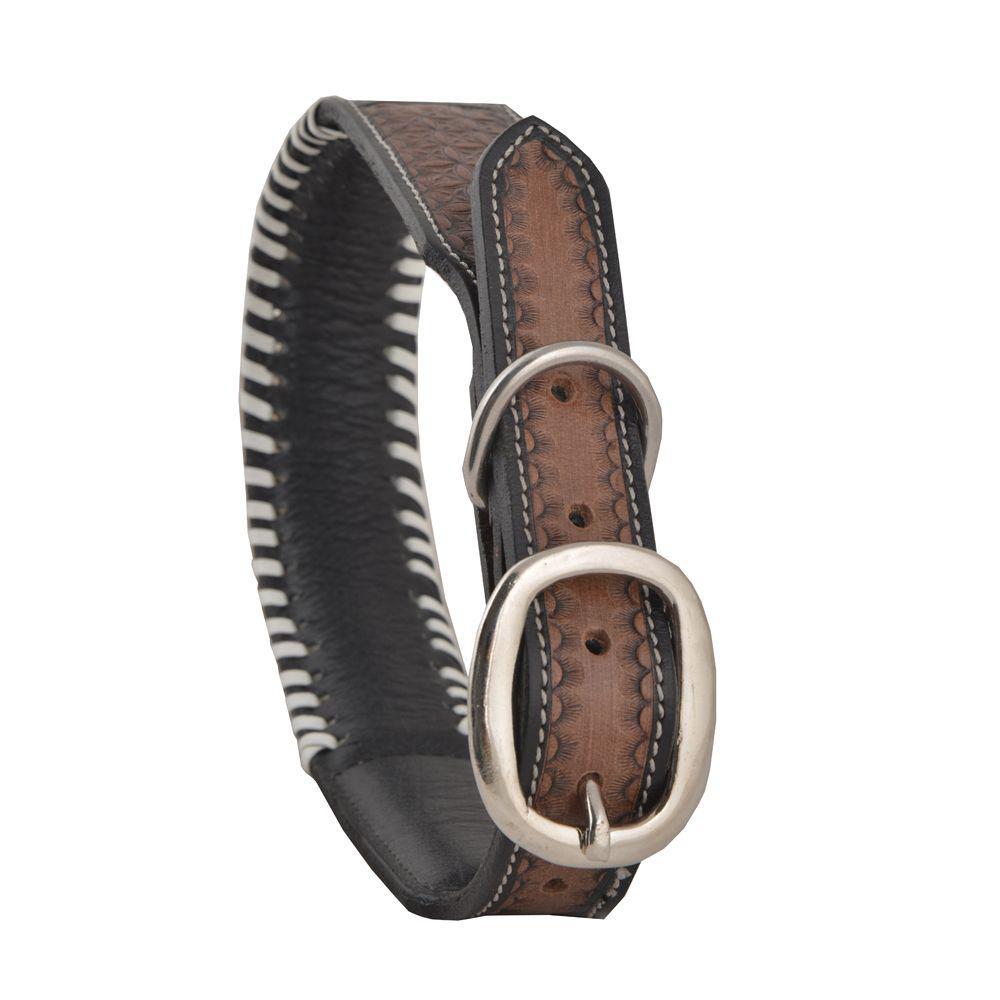 Oxy Daisy Hand-Tooled Leather Dog Collar S-5755