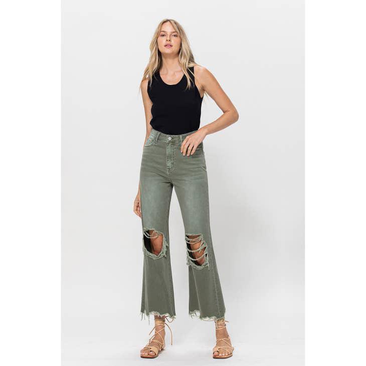 90S VINTAGE CROP FLARE - ARMY GREEN