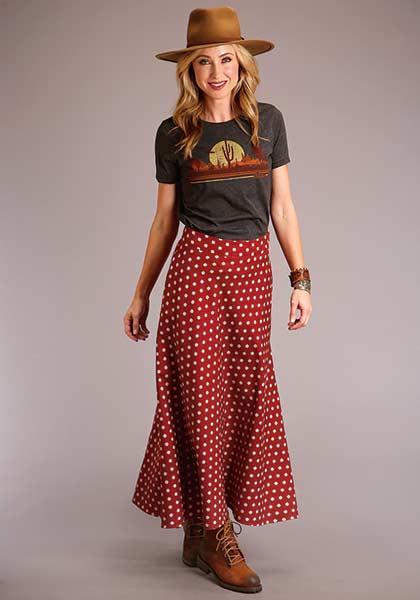 WOMENS S/S KNIT STETSON LADIES SHORT SLEEVE T-SHIRT STETSON RIDING IN THE SUNSET SCREEN 11-039-0562-0799 GYAN