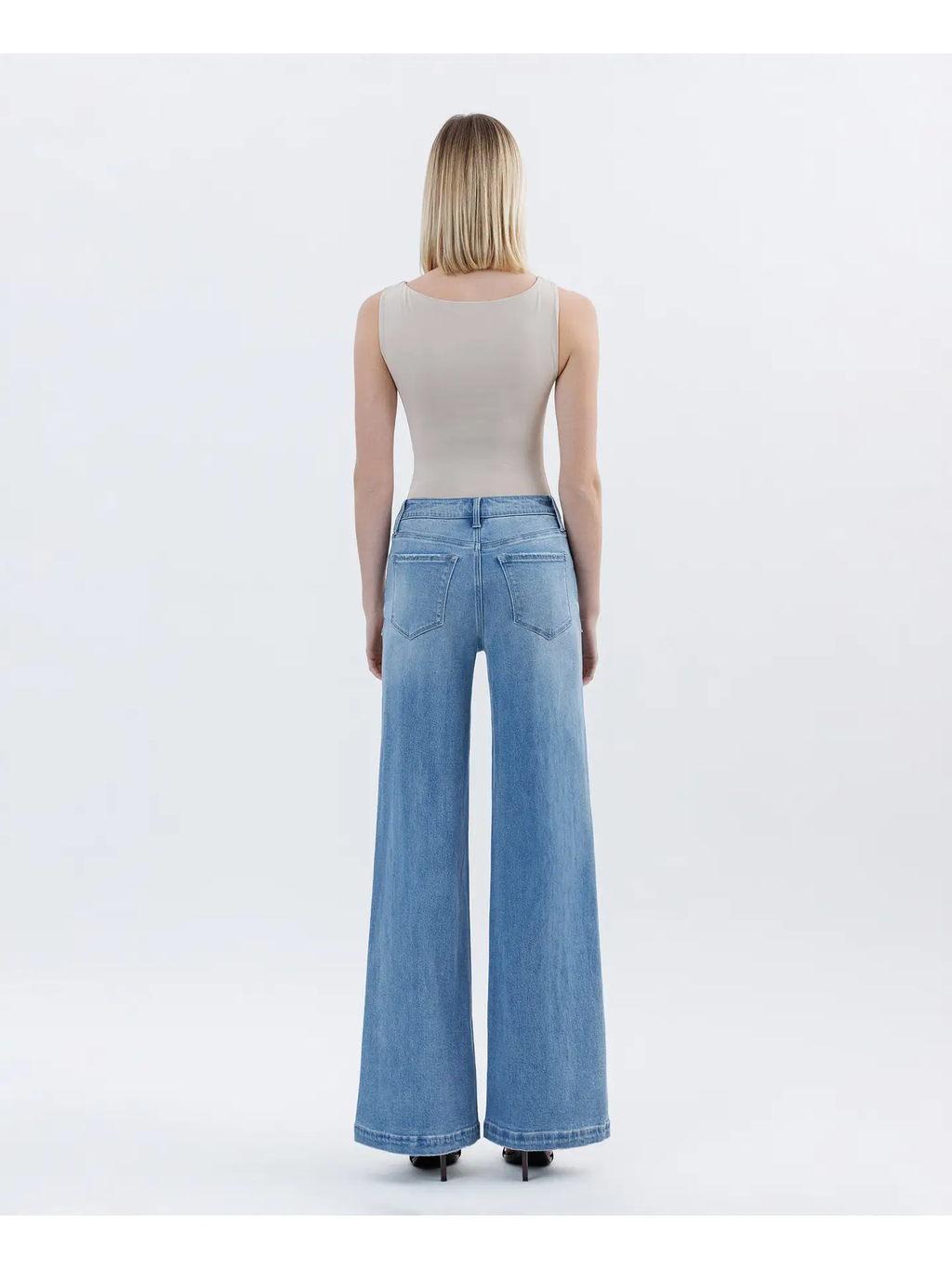 High Rise Full Length Extreme Wide Leg Jeans | HOLLY