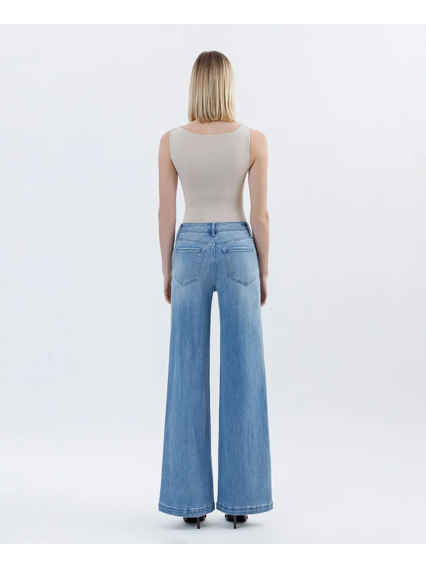 High Rise Full Length Extreme Wide Leg Jeans | HOLLY