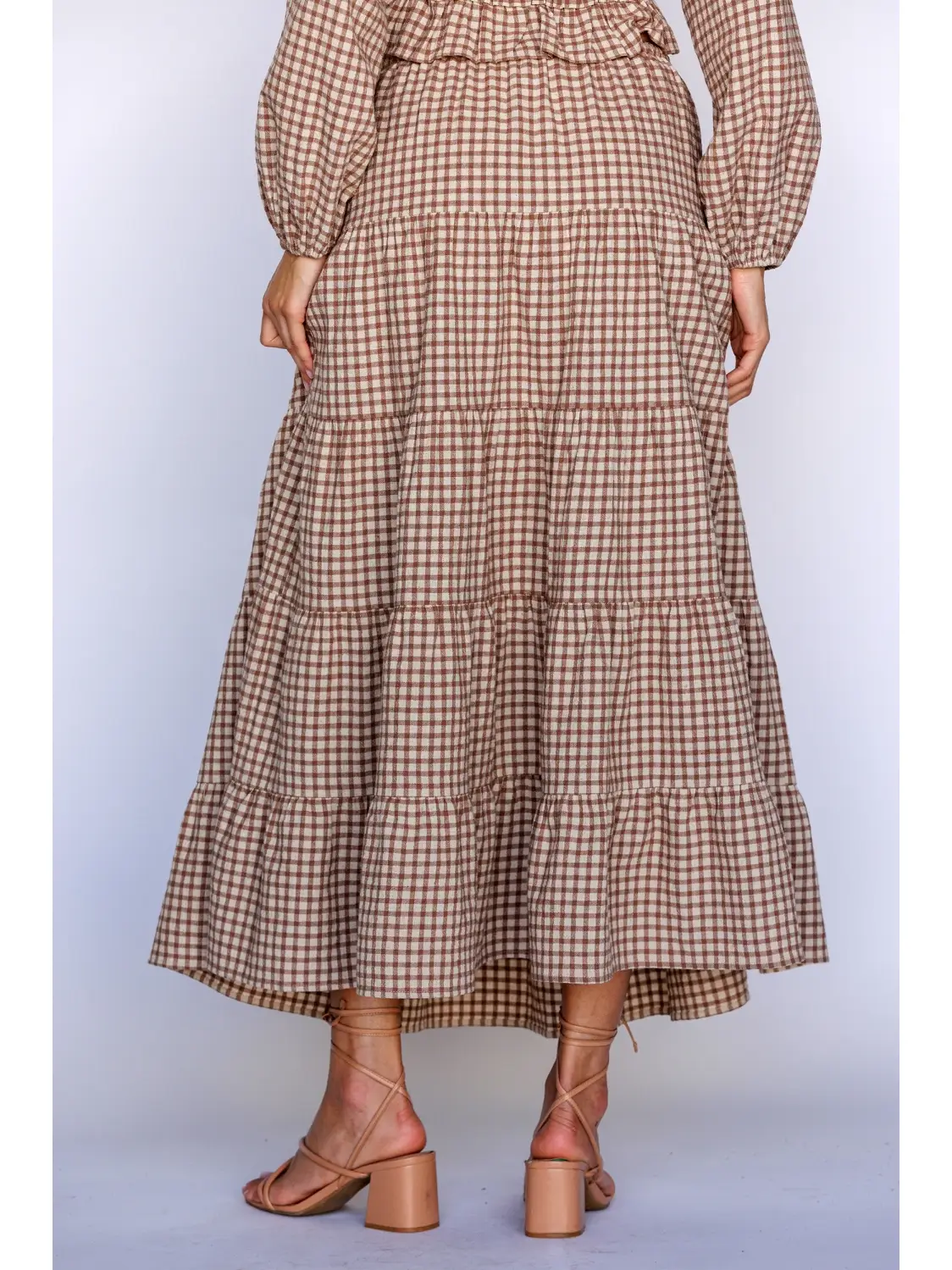 GINGHAM Maxi Tiered Skirt