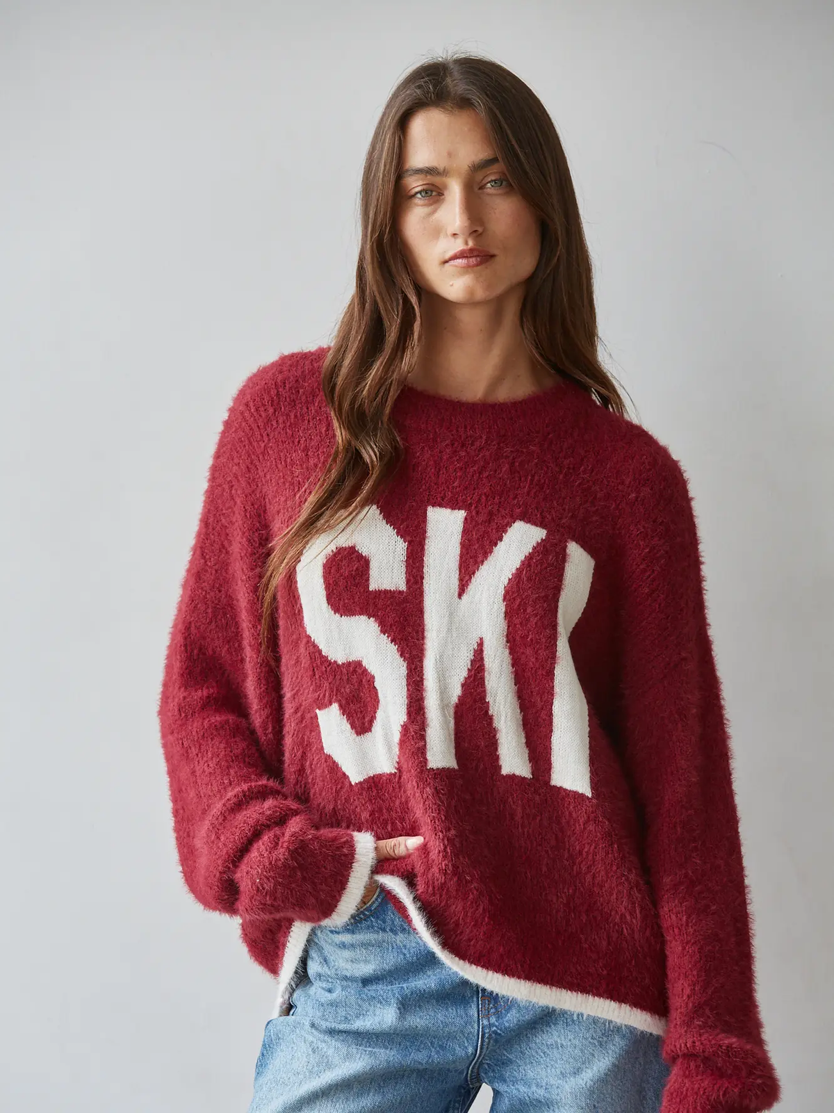 Knit Sweater Jacquard Detailed Crew Neck Pullover