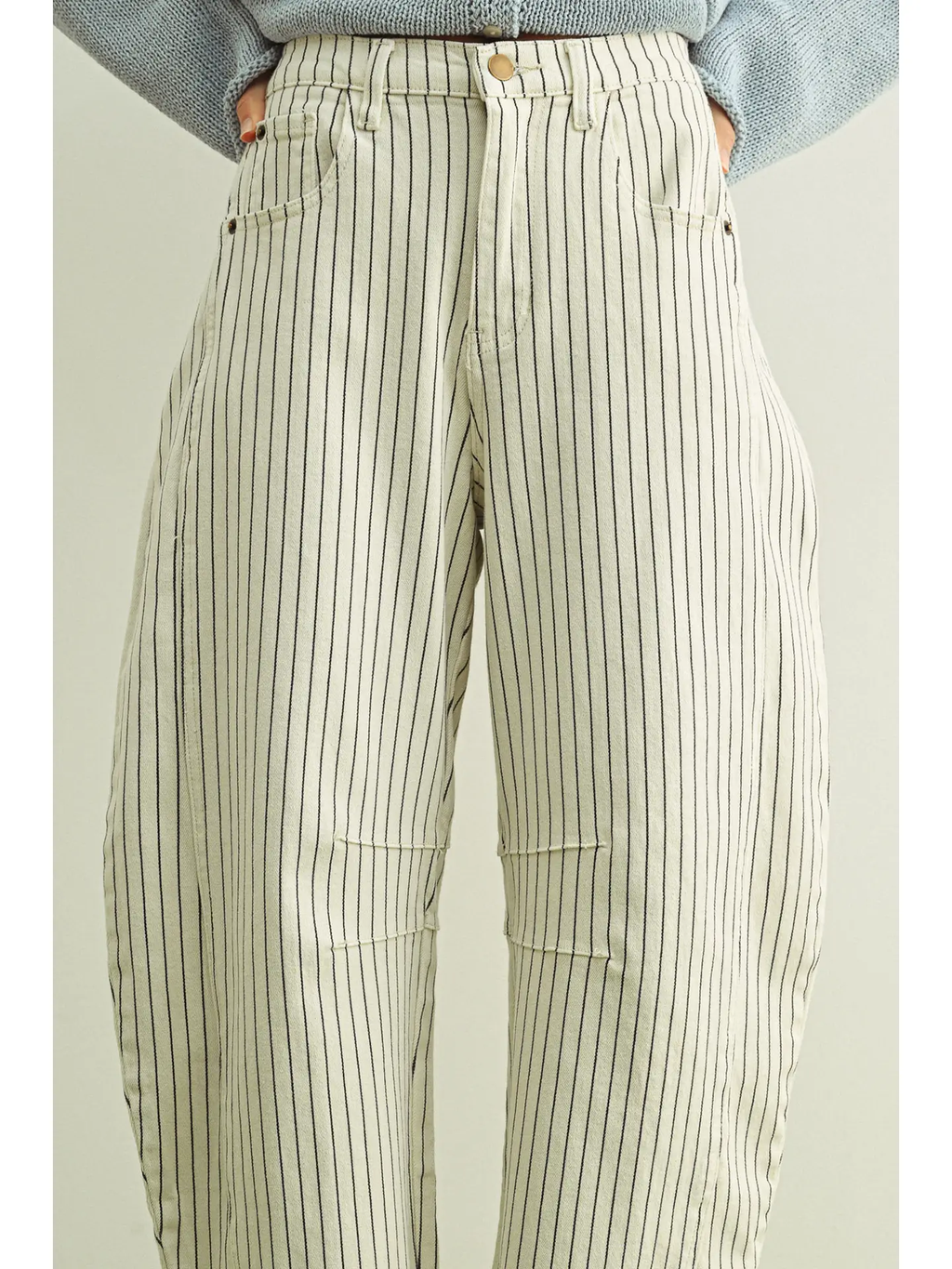 Pinstriped Pattern Barrel Pants