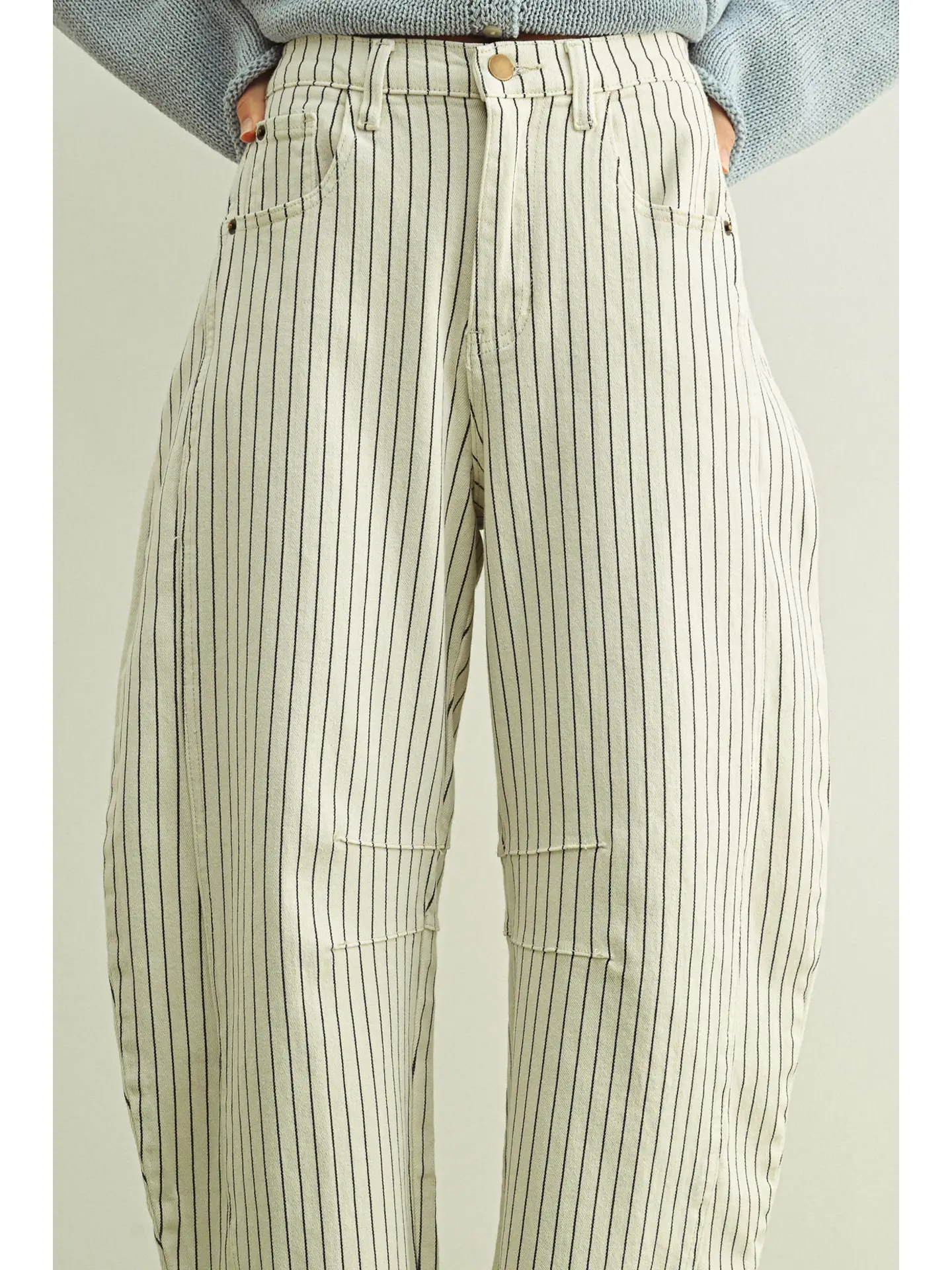 Pinstriped Pattern Barrel Pants