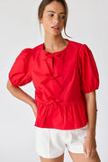 Hailey Bow Tie Detailed Blouse - Red