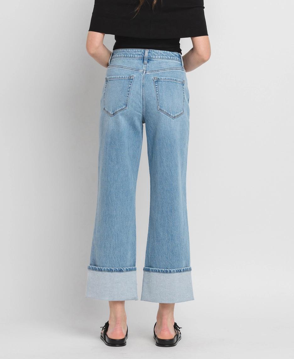 Super High Rise Cuff Baggy Straight Jeans | Enrapture