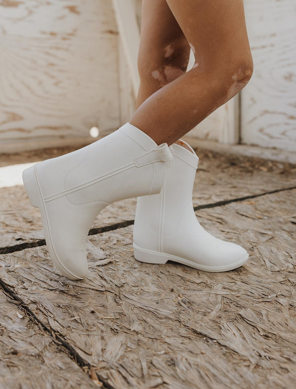 Bone White Kid's All Weather Rubber Cowboy Boots