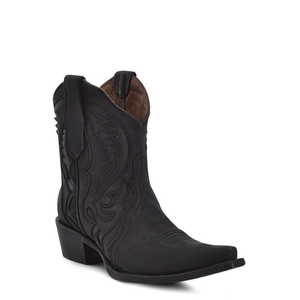 LD BLACK EMBROIDERY & INLAY ANKLE BOOT L6090