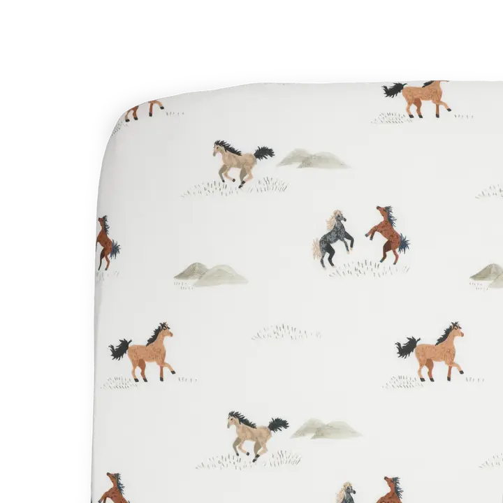 Stretch Knit Crib Sheet - Wild Horses