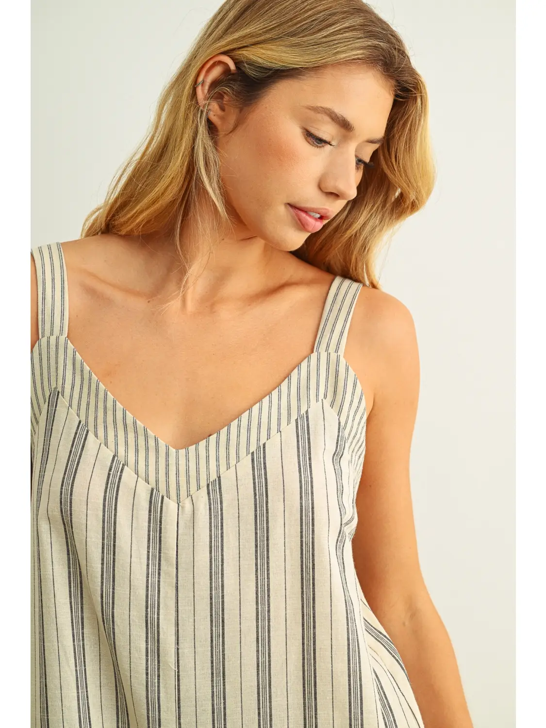Stripe Printed Wide Leg Jumpsuit