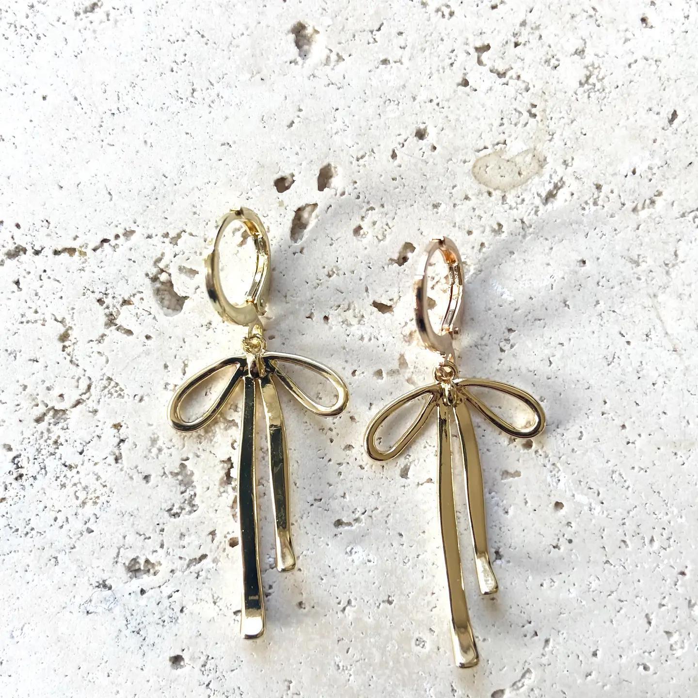 Ribbon Bow Earrings Trendy Boutique Style Jewelry