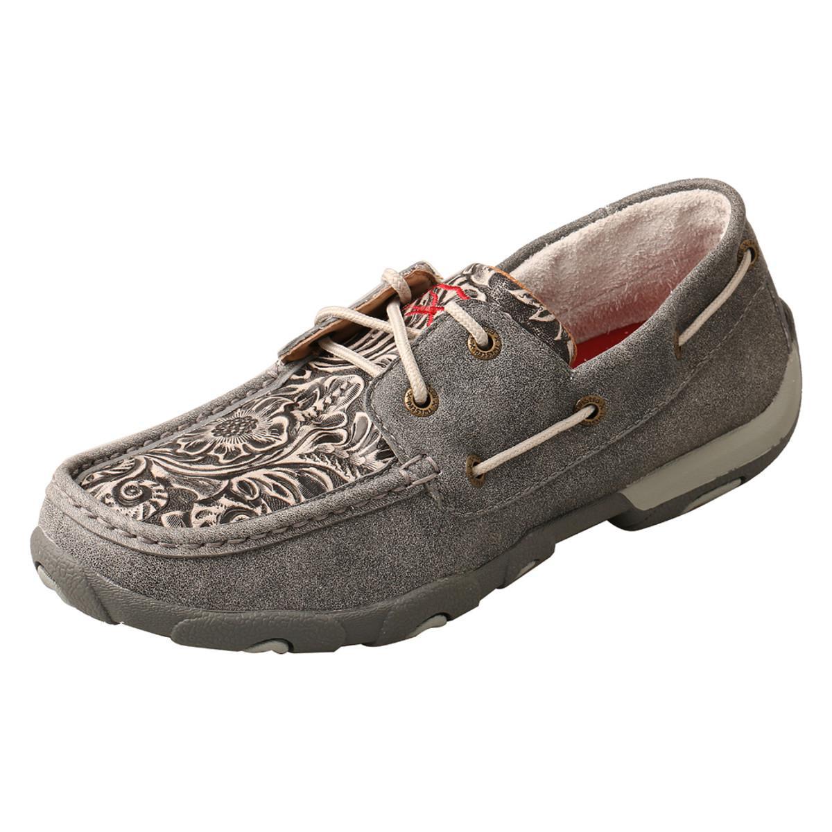 WOMENS BOAT DRIVING MOCCASINS - GREY/TOOLED WDM0130