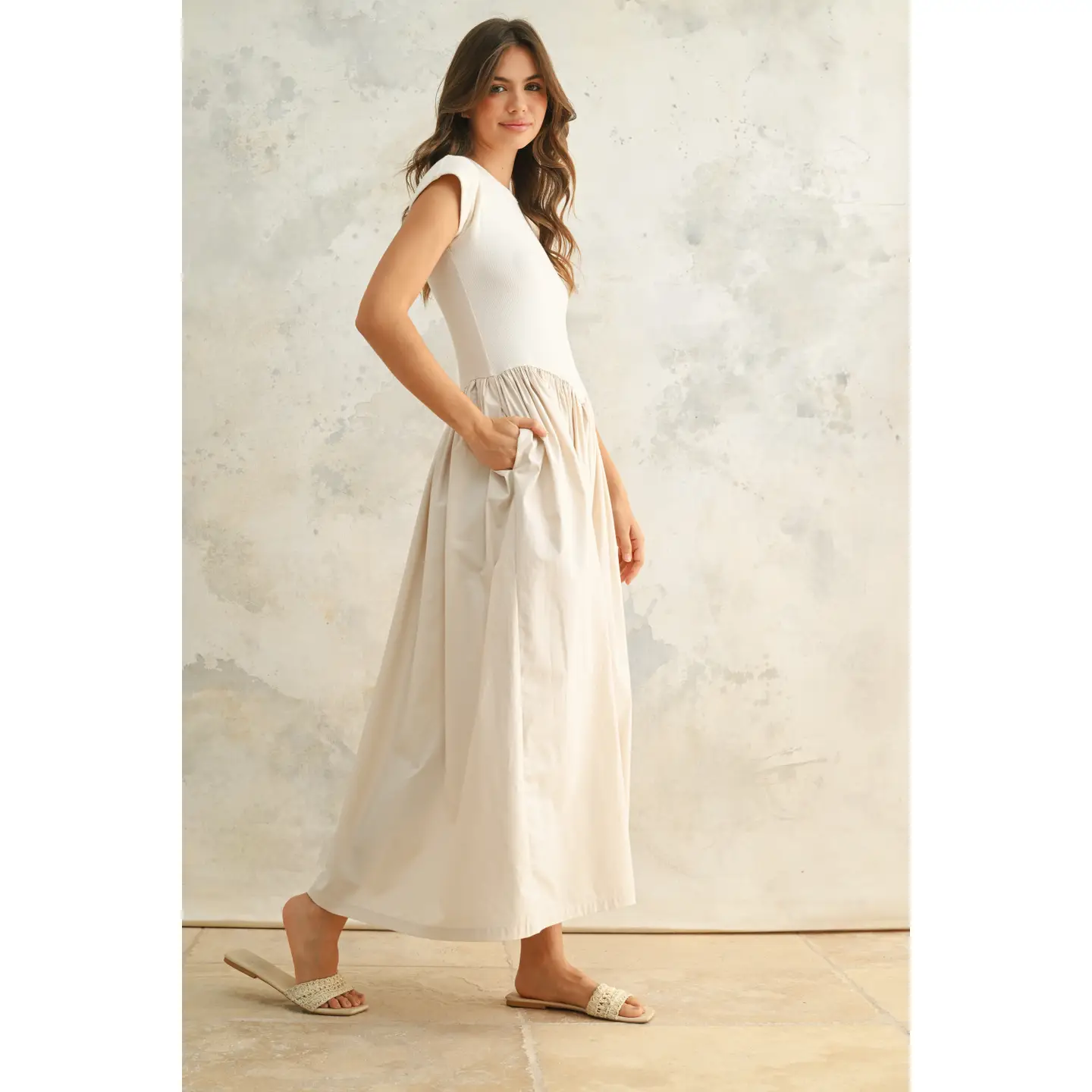 Rib and Woven Skirt Combo Dress