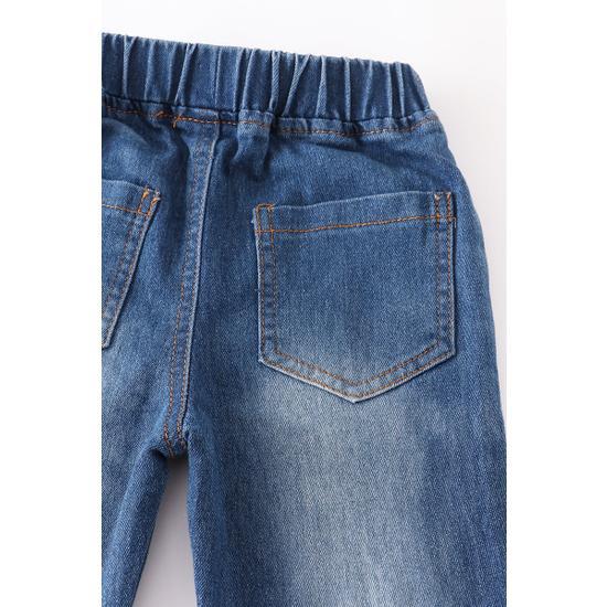 DARK BLUE STONE WASH BELL BOTTOM JEANS