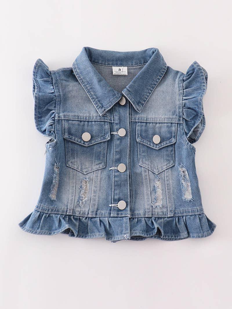 DENIM RUFFLE GIRL VEST