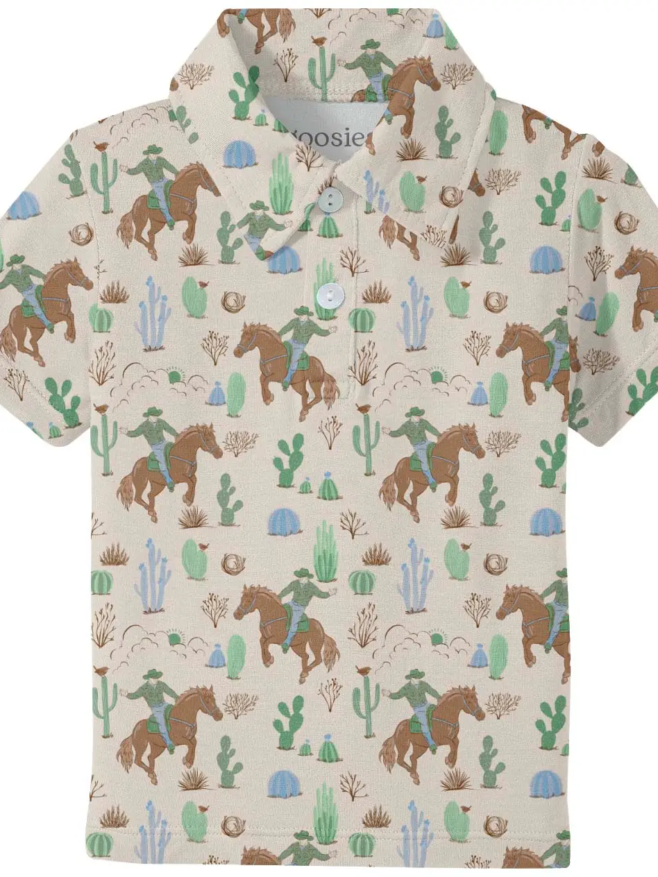 Saddle Up, Cowboy Toile - Short Sleeve Polo Shirt