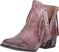 LD WINE STUDS & FRINGES BOOTIE ROUND TOE Q5092