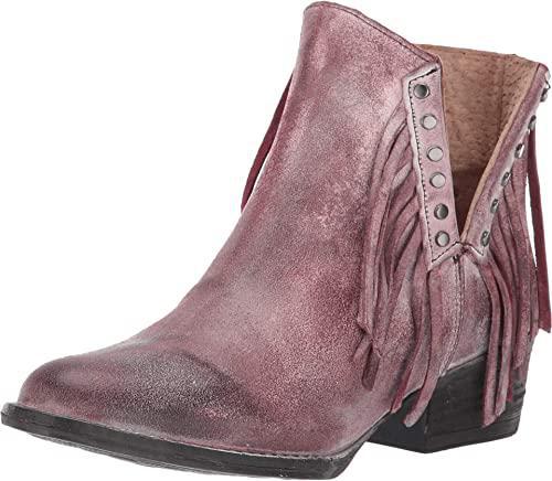 LD WINE STUDS & FRINGES BOOTIE ROUND TOE Q5092