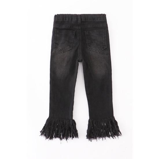 BLACK TASSEL DENIM JEANS