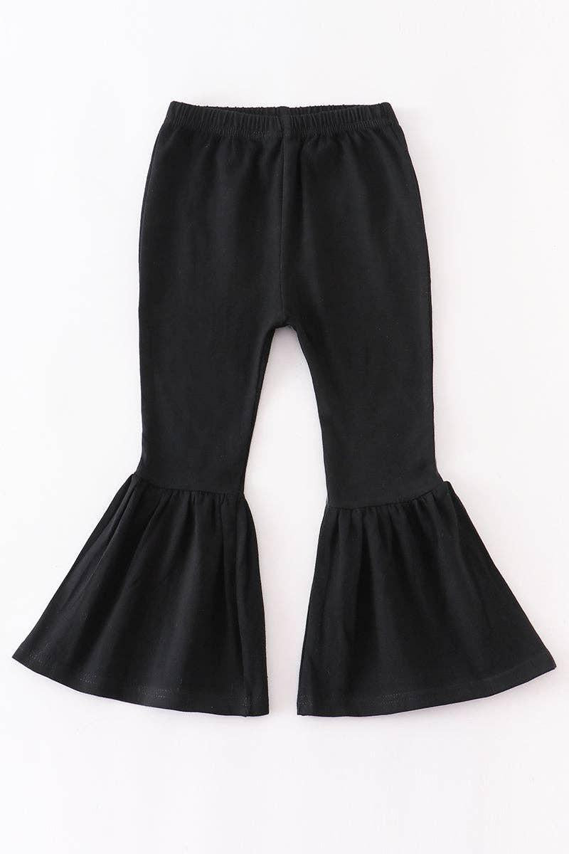 GIRLS BLACK BELL RUFFLE PANTS