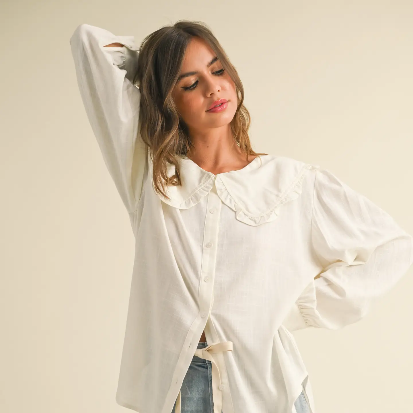Peter Pan Collar Buttondown 1 Line Blouse