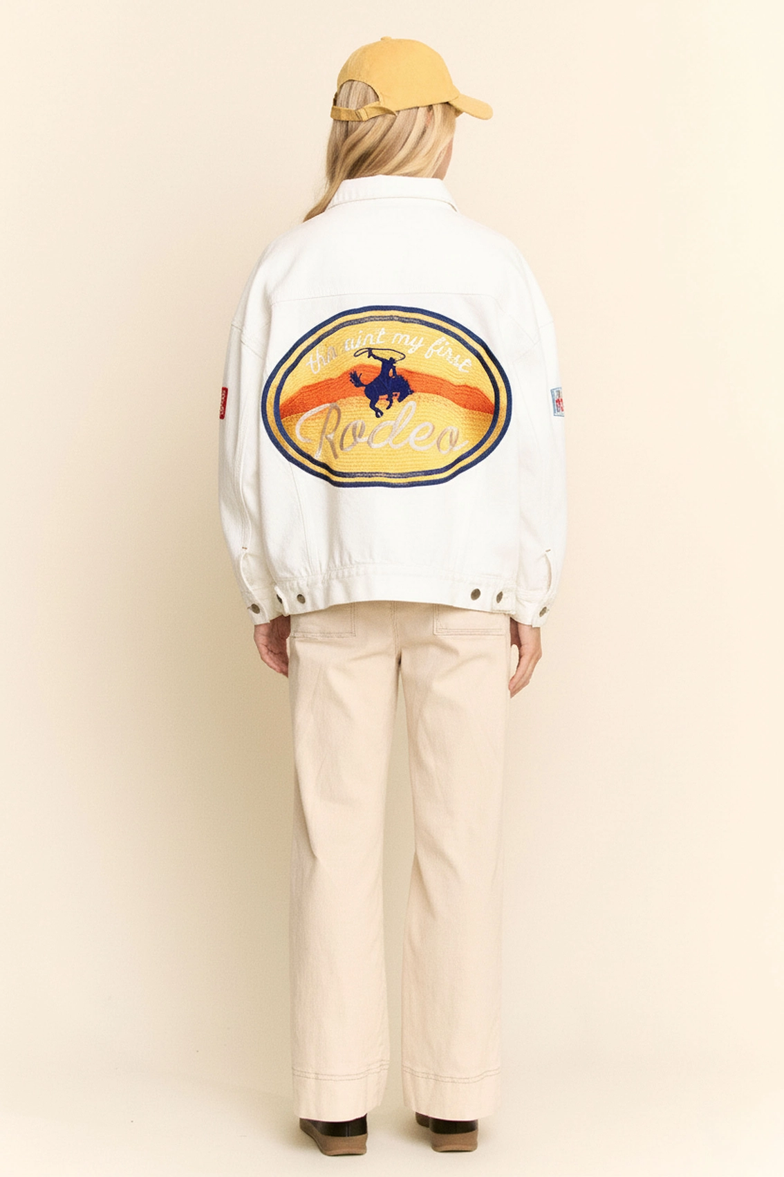 West Coast Rodeo Embroidered Denim Jacket - White Denim
