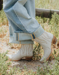 LD PEARL EMBROIDERY & ZIPPER ANKLE BOOT - L5916
