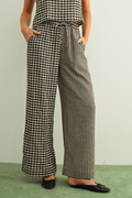 Mixed Gingham Straight Pants