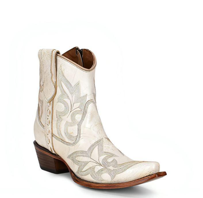 LD PEARL EMBROIDERY & ZIPPER ANKLE BOOT - L5916