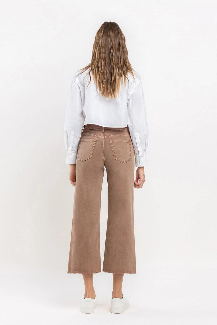 High Rise Crop Wide Leg Jeans - Chocolate Malt