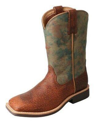 Children's Twisted X Cowkid's Work Boot Peanut Distressed/TX Camo Leather YCW0009