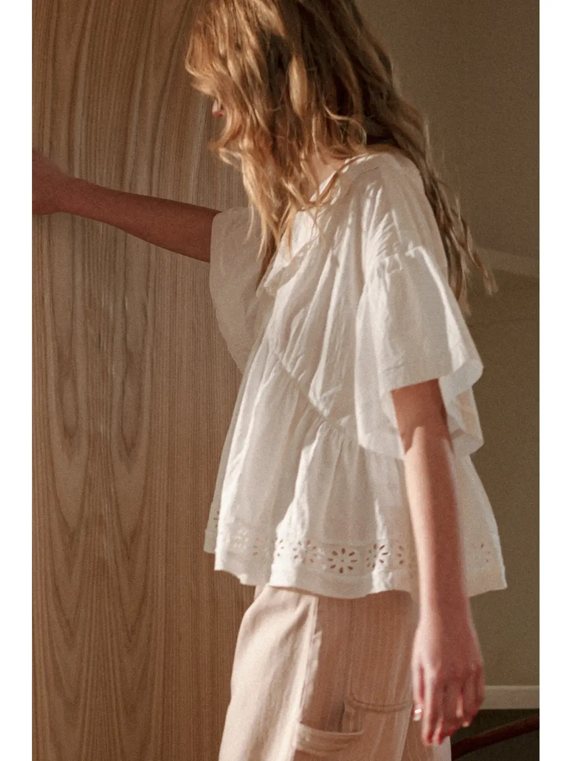 Eyelet Ruffled Blouse
