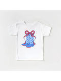 Coquette Bow and Cowboy Boots 4th of July Shirt Kids