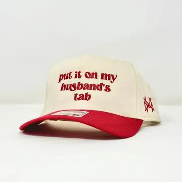 Put It On My Husband's Tab Two Tone Trucker Hat - Red