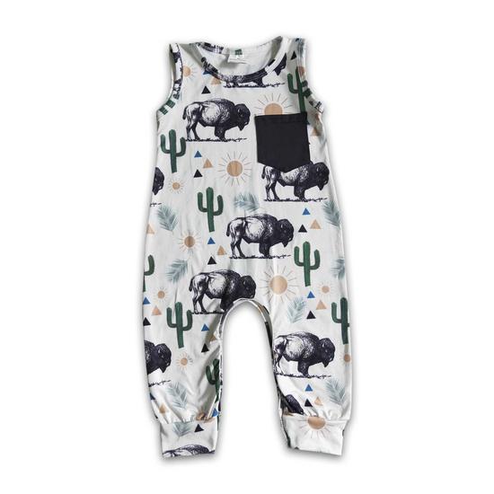 SLEEVELESS CACTUS COW BOY ROMPER