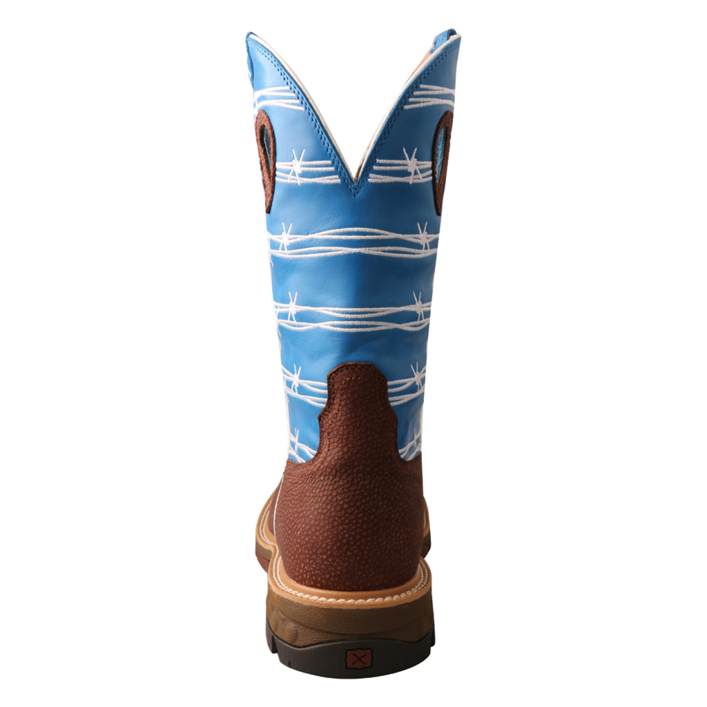 MEN'S 12" WESTERN WORK BOOT WITH CELLSTRETCH® Burgundy & Sky Blue - MXB0001