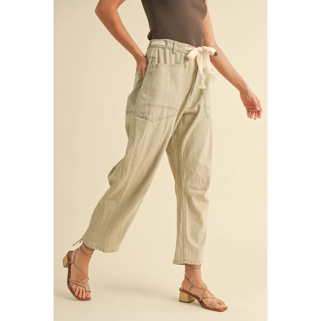2 Tone Cotton Pants with Cotton Belt