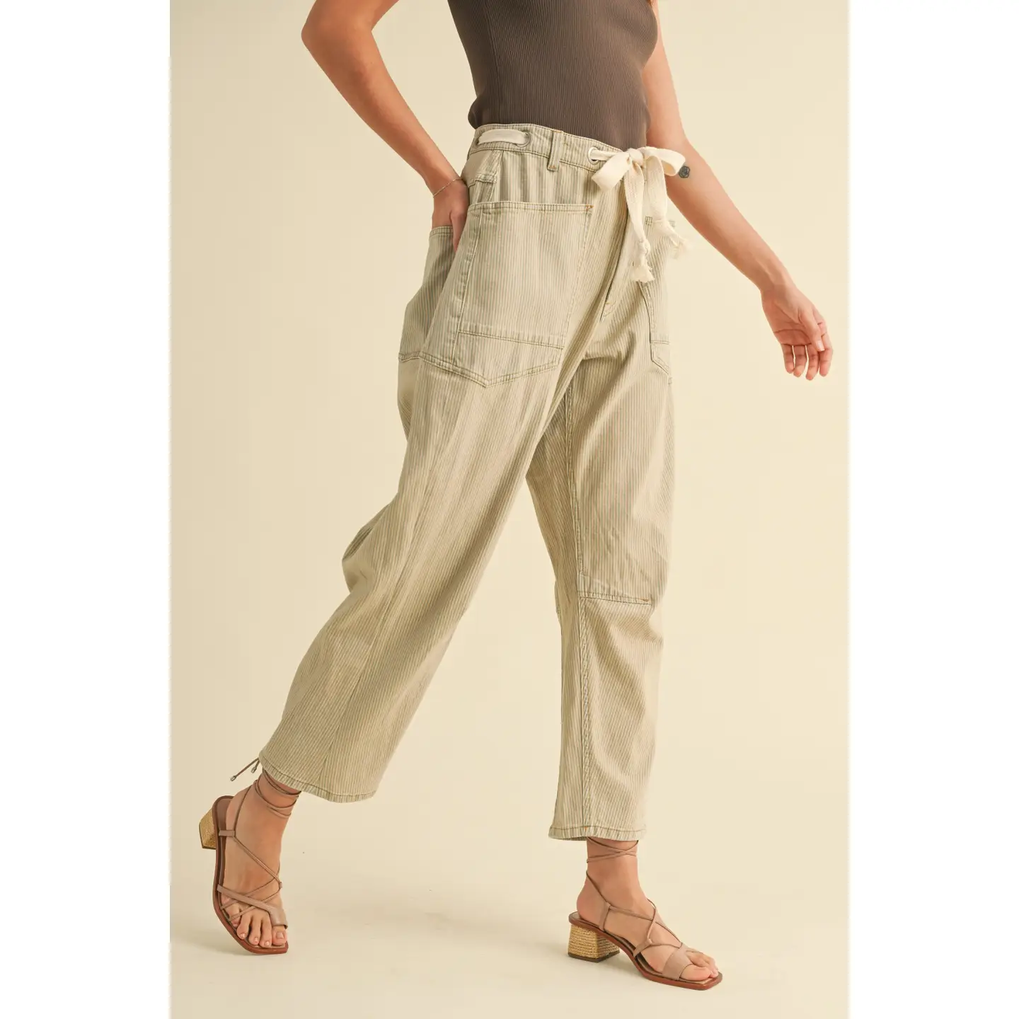 2 Tone Cotton Pants with Cotton Belt