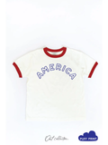 America Puff Toddler Unisex Ringer Top - RED