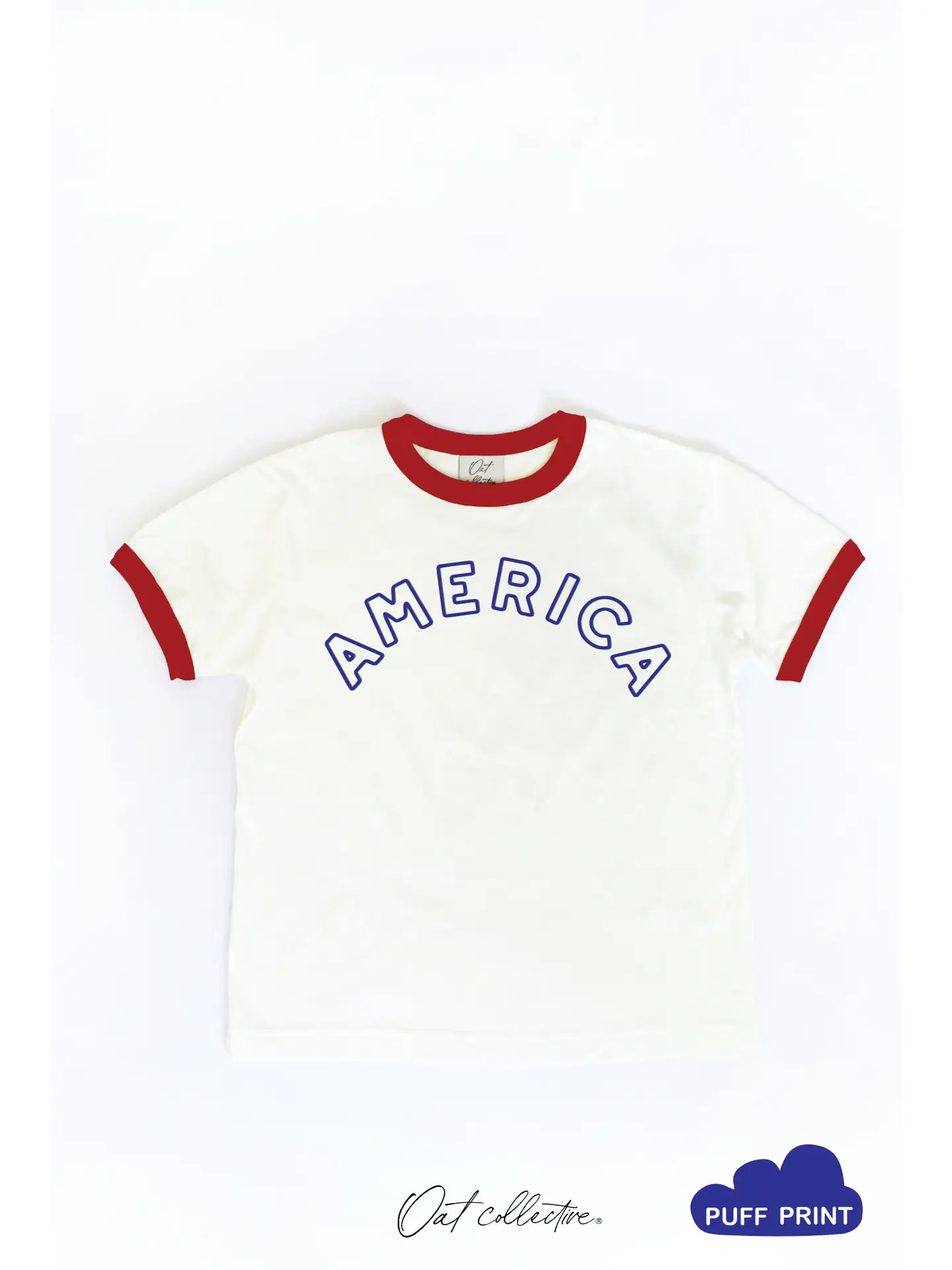 America Puff Toddler Unisex Ringer Top - RED