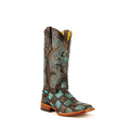 Ladies Patchwork Blk/Teal S-Toe