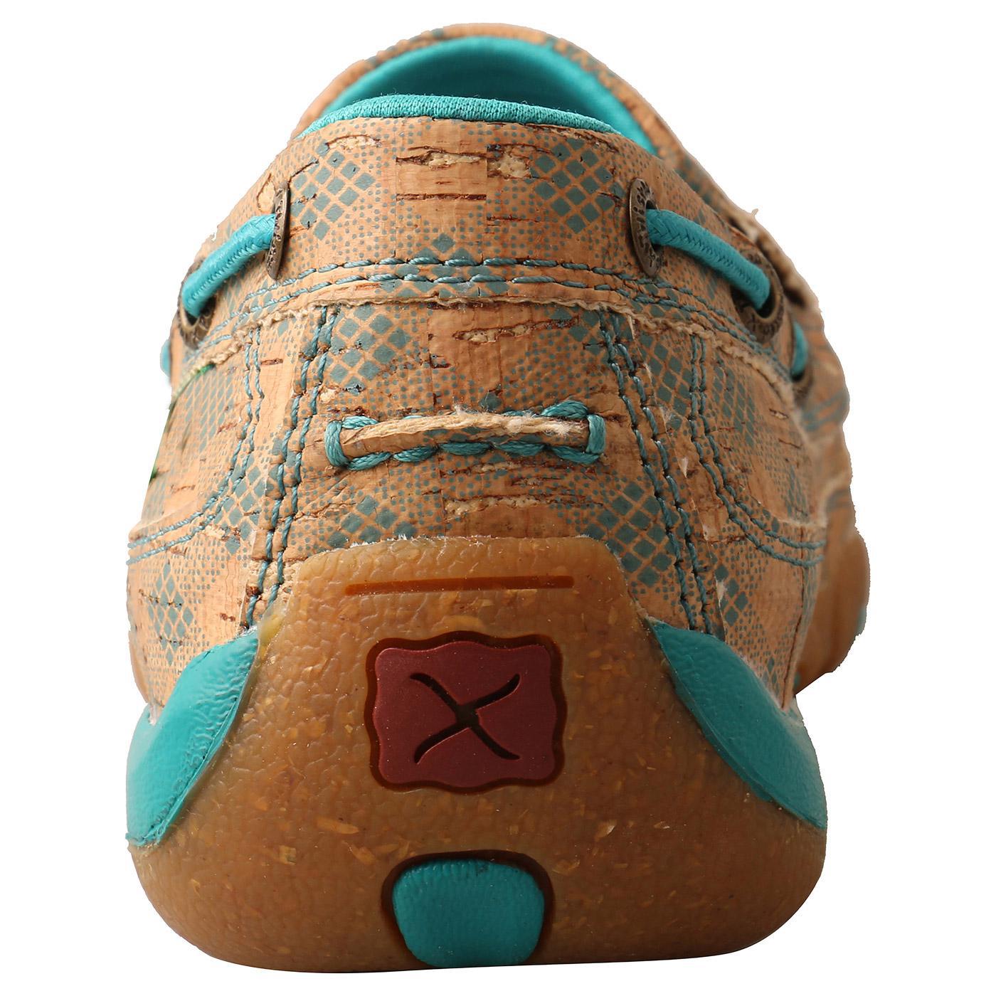 WOMENS SLIP ON DRIVING MOC - TAN/TURQUOISE WDMS022