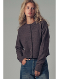 Relaxed Wool Blend Button-Up Cardigan - MOCHA