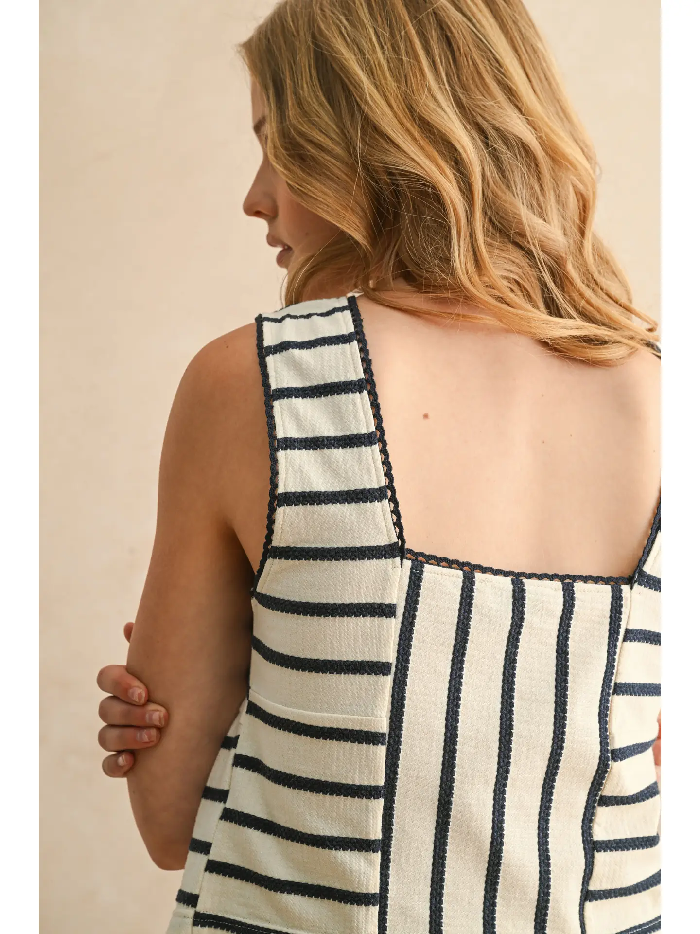 Button Front Striped Top