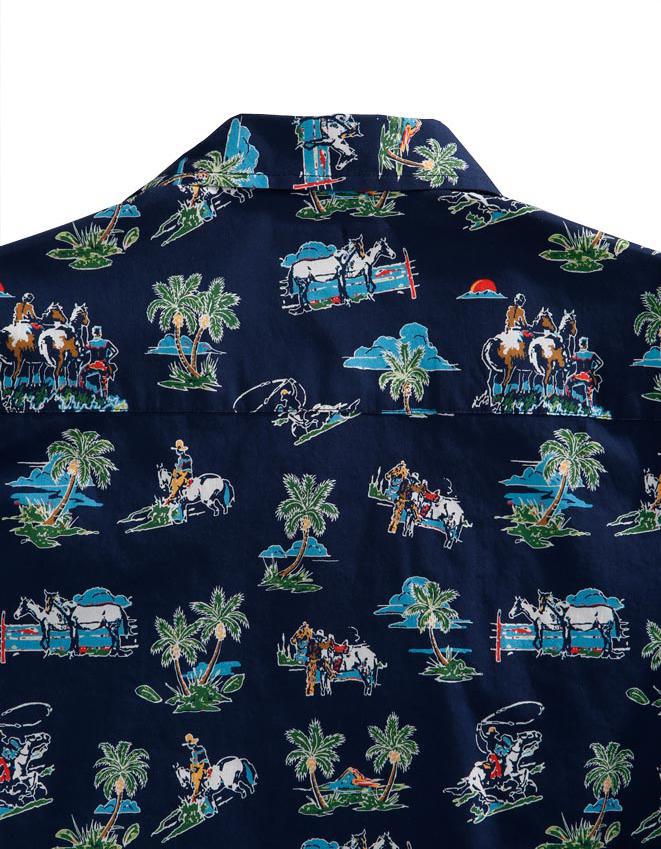 MENS S/S SHIRT TIN HAUL Y/D ALLOVER PRINT - SNAP 01070 COWBOY TROPICS 10-002-0064-0216 BU