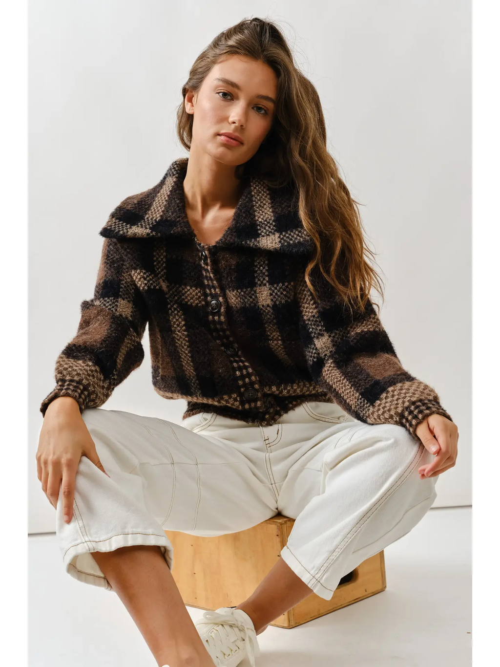 Plaid Button Down Cardigan