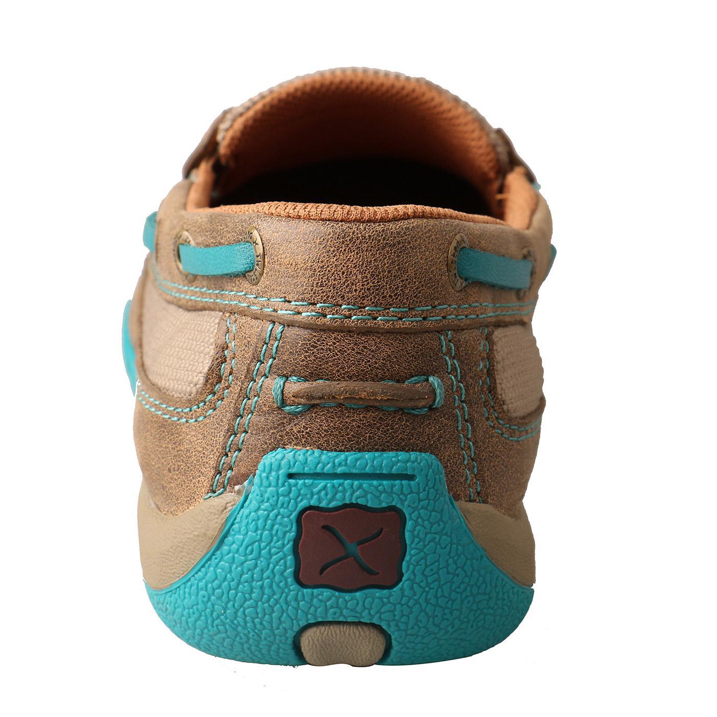 WOMENS SLIP ON DRIVING MOCCASINS - BOMBER/TURQUOISE WDMS006