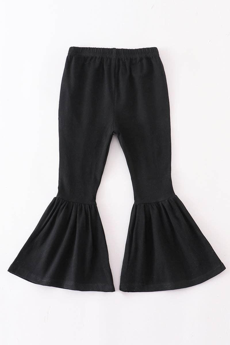 GIRLS BLACK BELL RUFFLE PANTS